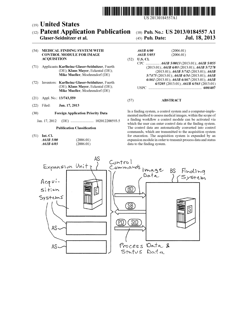 MEDICAL FINDING SYSTEM WITH CONTROL MODULE FOR IMAGE ACQUISITION - diagram, schematic, and image 01