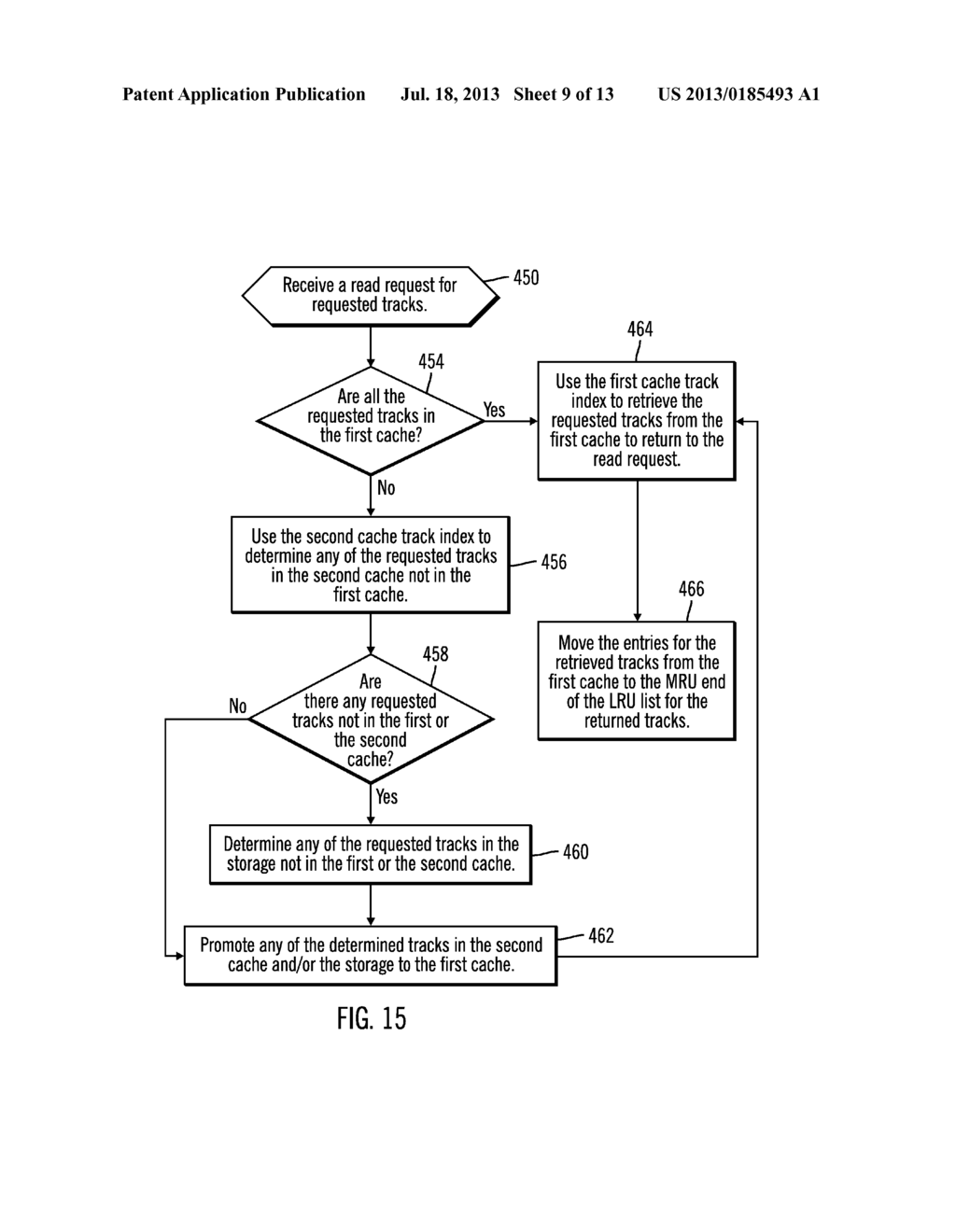 MANAGING CACHING OF EXTENTS OF TRACKS IN A FIRST CACHE, SECOND CACHE AND     STORAGE - diagram, schematic, and image 10