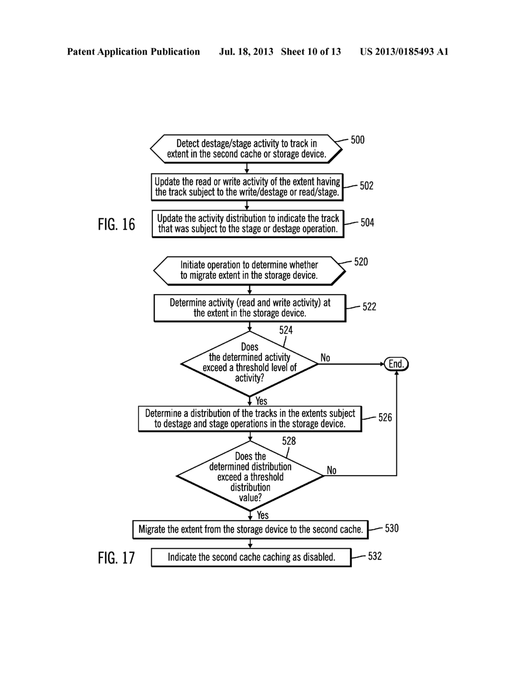 MANAGING CACHING OF EXTENTS OF TRACKS IN A FIRST CACHE, SECOND CACHE AND     STORAGE - diagram, schematic, and image 11