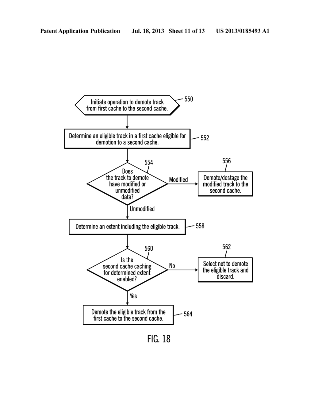 MANAGING CACHING OF EXTENTS OF TRACKS IN A FIRST CACHE, SECOND CACHE AND     STORAGE - diagram, schematic, and image 12