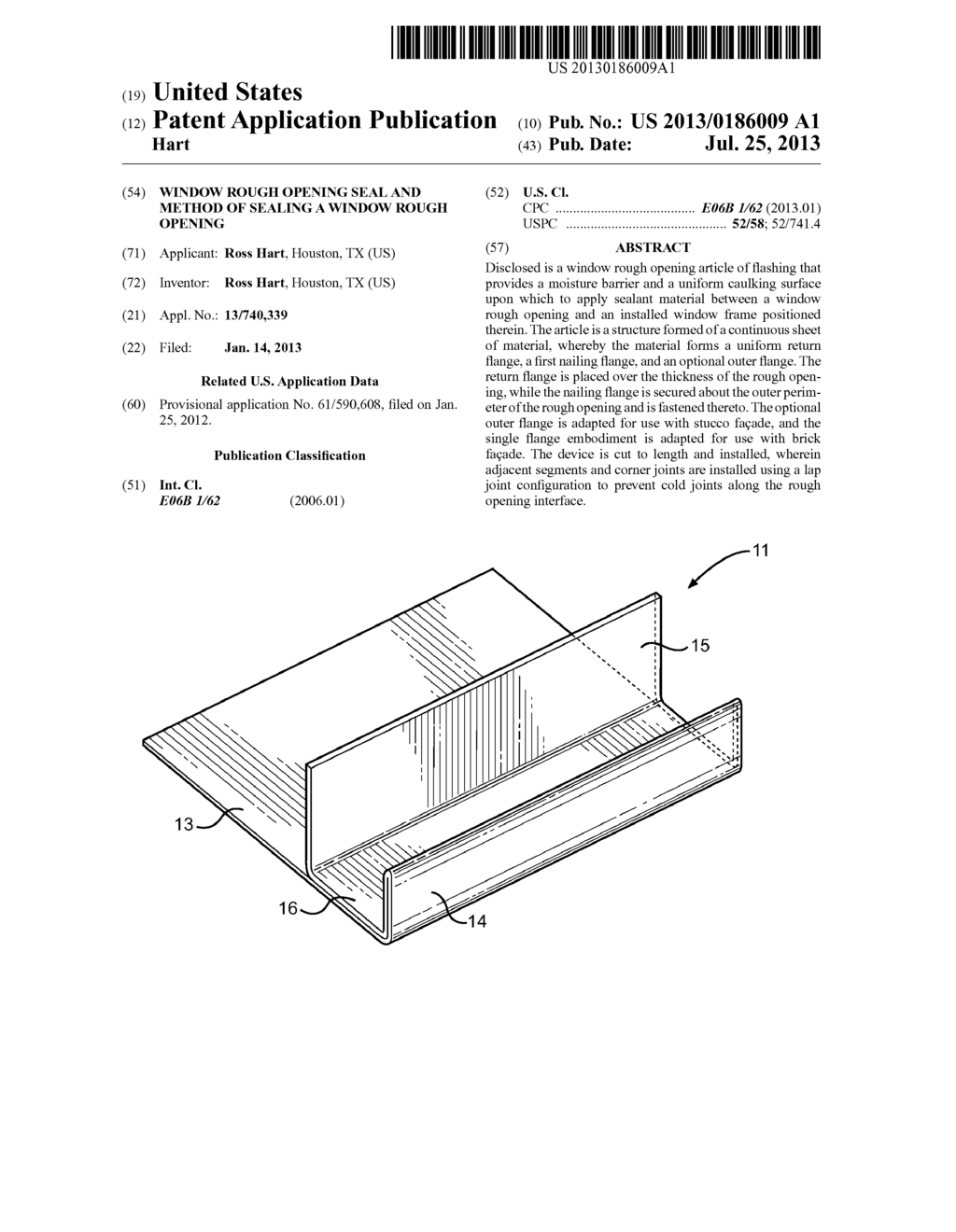 Window Rough Opening Seal and Method of Sealing a Window Rough Opening - diagram, schematic, and image 01