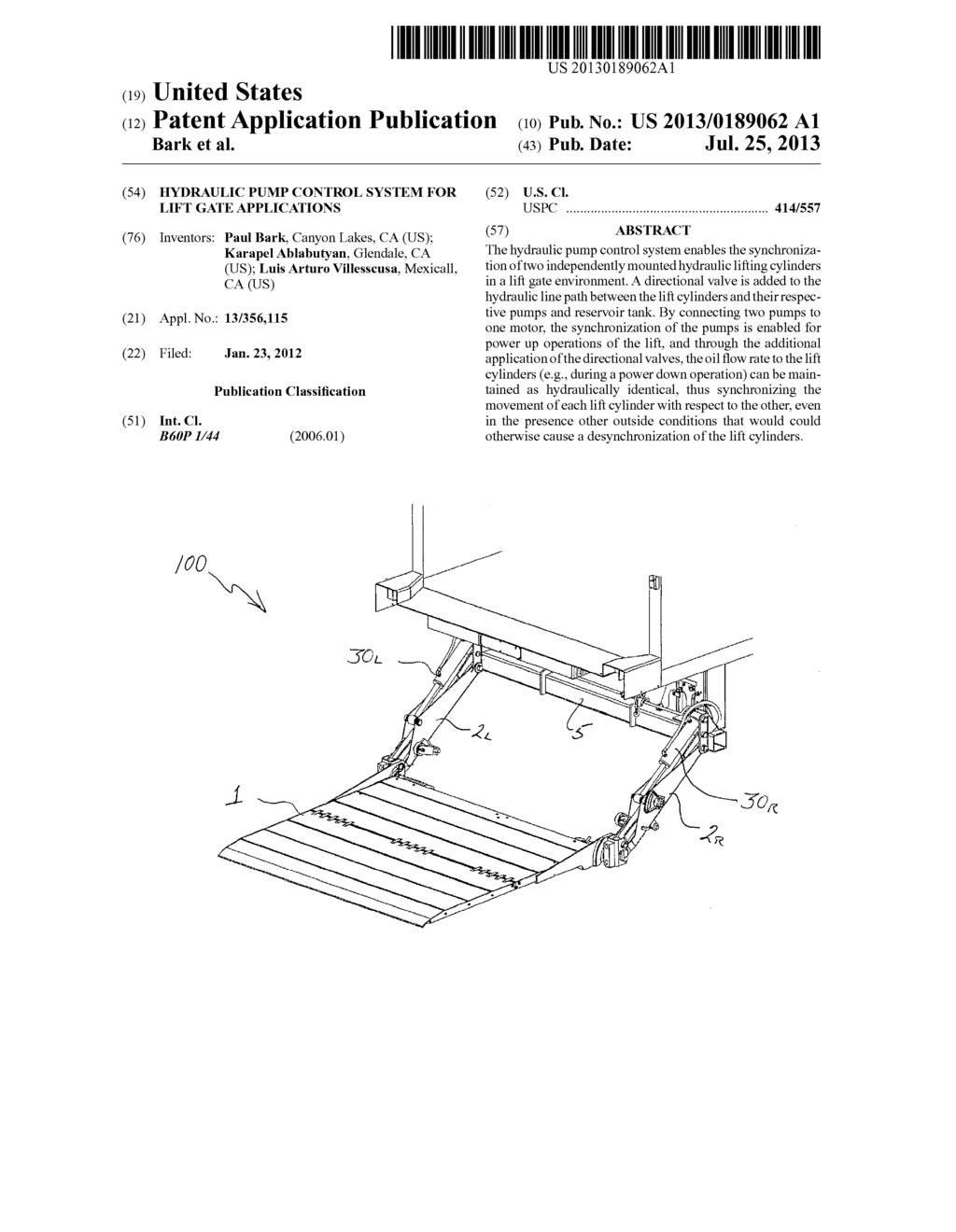 HYDRAULIC PUMP CONTROL SYSTEM FOR LIFT GATE APPLICATIONS - diagram, schematic, and image 01