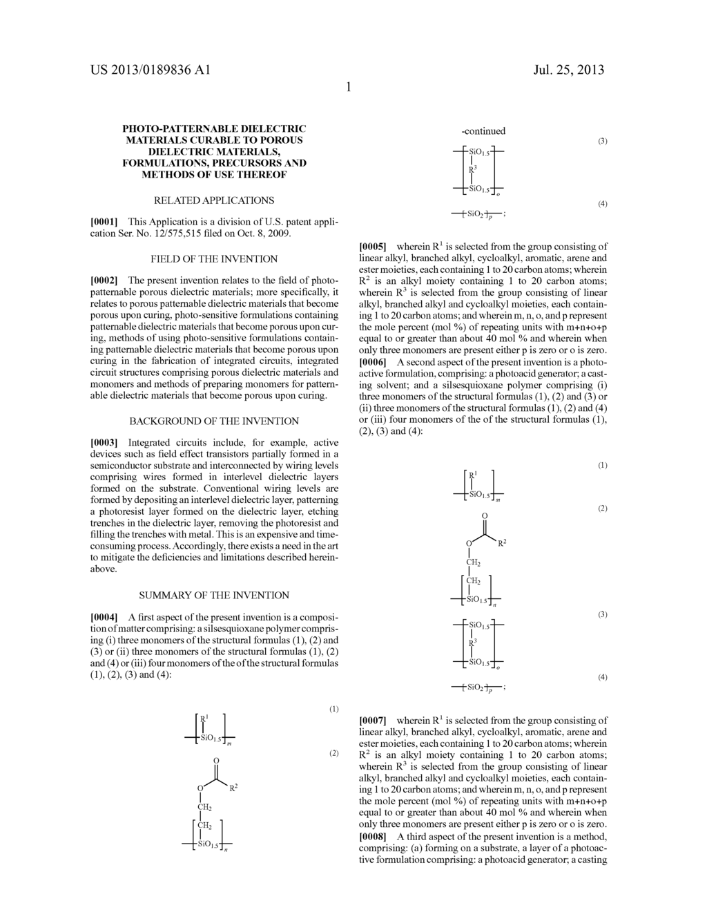 PHOTO-PATTERNABLE DIELECTRIC MATERIALS CURABLE TO POROUS DIELECTRIC     MATERIALS, FORMULATIONS, PRECURSORS AND METHODS OF USE THEREOF - diagram, schematic, and image 07