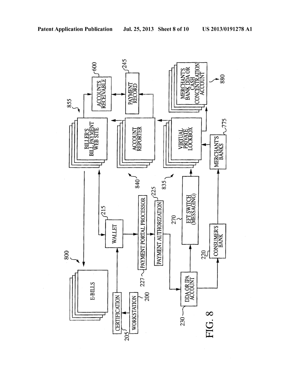 Method and System for Processing Internet Payments Using the Electronic     Funds Transfer Network - diagram, schematic, and image 09