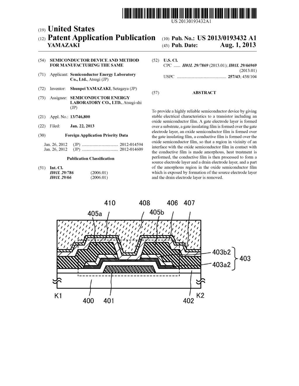 SEMICONDUCTOR DEVICE AND METHOD FOR MANUFACTURING THE SAME - diagram, schematic, and image 01