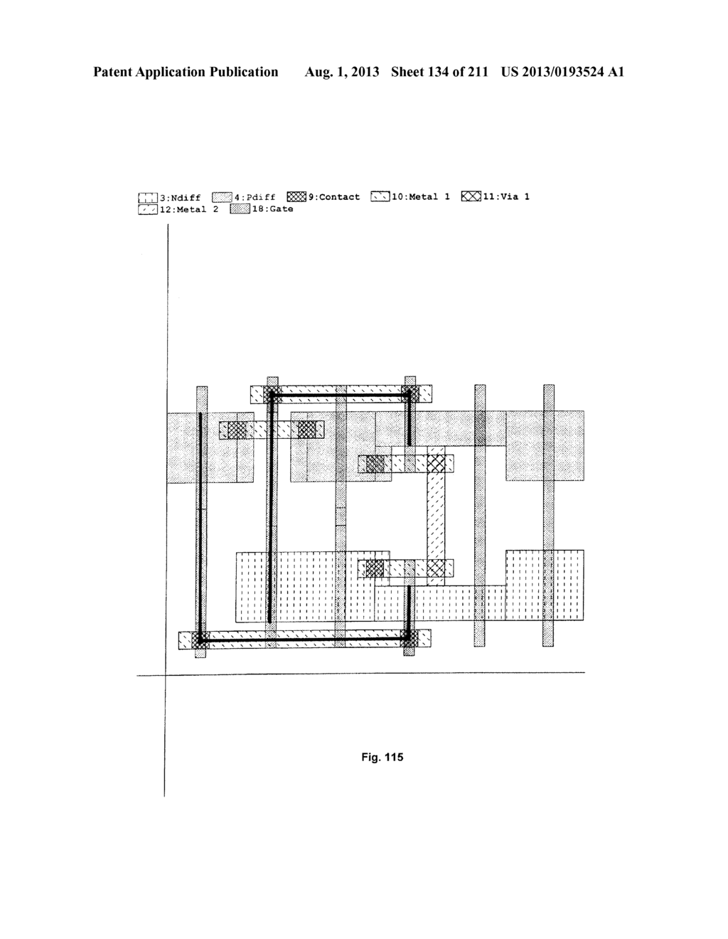 Cross-Coupled Transistor Circuit Having Diffusion Regions of Common Node     on Opposing Sides of Same Gate Electrode Track and Gate Node Connection     Through Single Interconnect Layer - diagram, schematic, and image 135