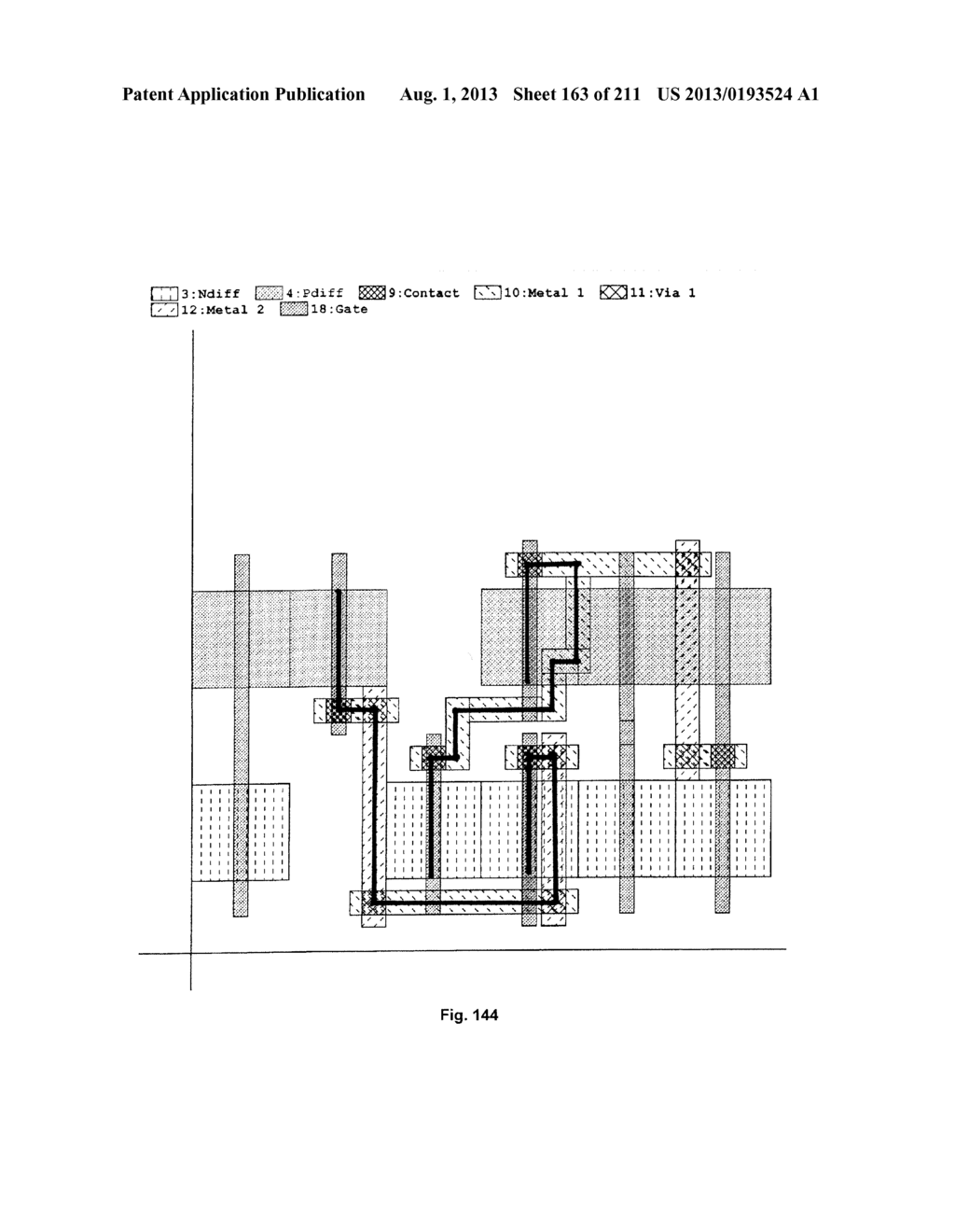 Cross-Coupled Transistor Circuit Having Diffusion Regions of Common Node     on Opposing Sides of Same Gate Electrode Track and Gate Node Connection     Through Single Interconnect Layer - diagram, schematic, and image 164