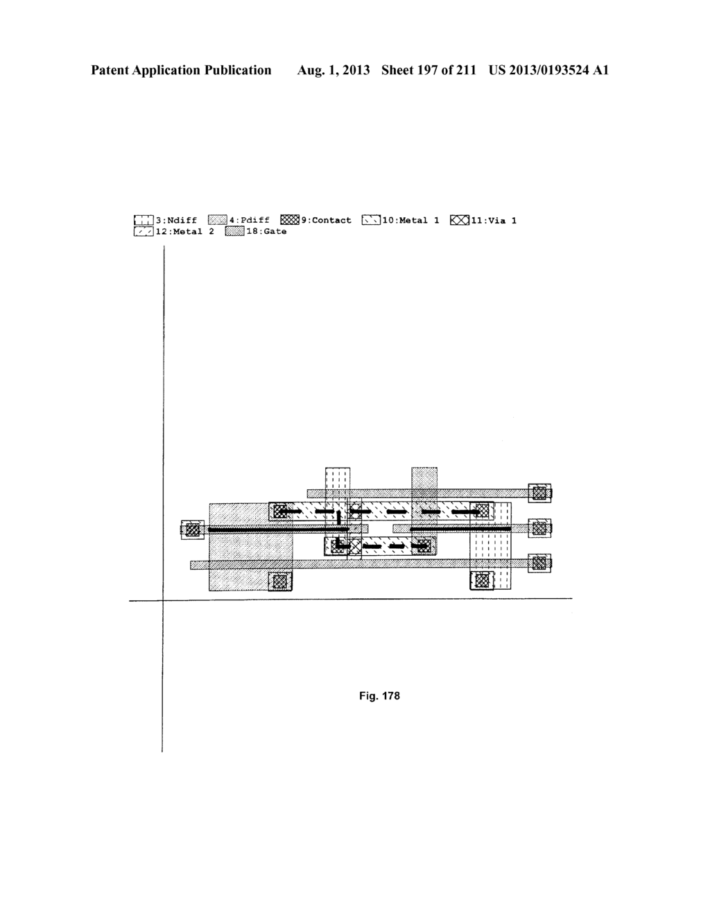 Cross-Coupled Transistor Circuit Having Diffusion Regions of Common Node     on Opposing Sides of Same Gate Electrode Track and Gate Node Connection     Through Single Interconnect Layer - diagram, schematic, and image 198