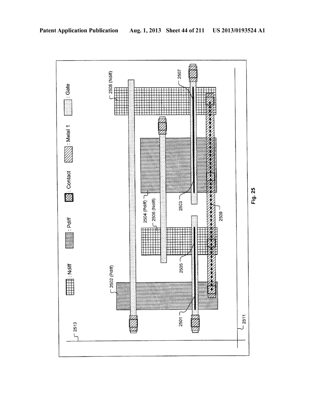 Cross-Coupled Transistor Circuit Having Diffusion Regions of Common Node     on Opposing Sides of Same Gate Electrode Track and Gate Node Connection     Through Single Interconnect Layer - diagram, schematic, and image 45