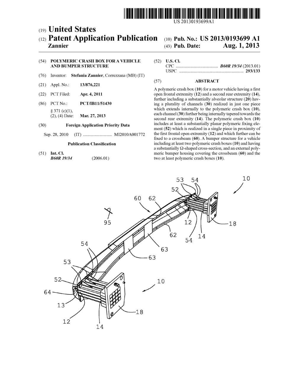 POLYMERIC CRASH BOX FOR A VEHICLE AND BUMPER STRUCTURE - diagram, schematic, and image 01