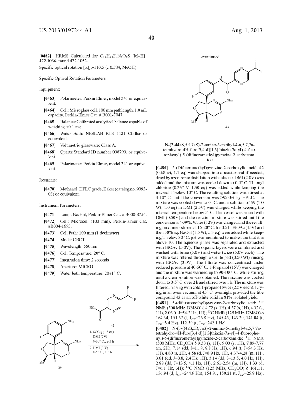 METHODS AND COMPOUNDS USEFUL IN THE SYNTHESIS OF FUSED     AMINODIHYDROTHIAZINE DERIVATIVES - diagram, schematic, and image 44