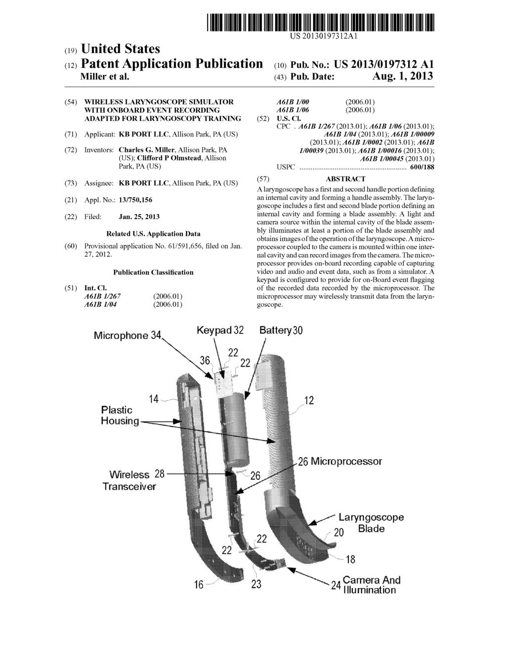 WIRELESS LARYNGOSCOPE SIMULATOR WITH ONBOARD EVENT RECORDING ADAPTED FOR     LARYNGOSCOPY TRAINING - diagram, schematic, and image 01