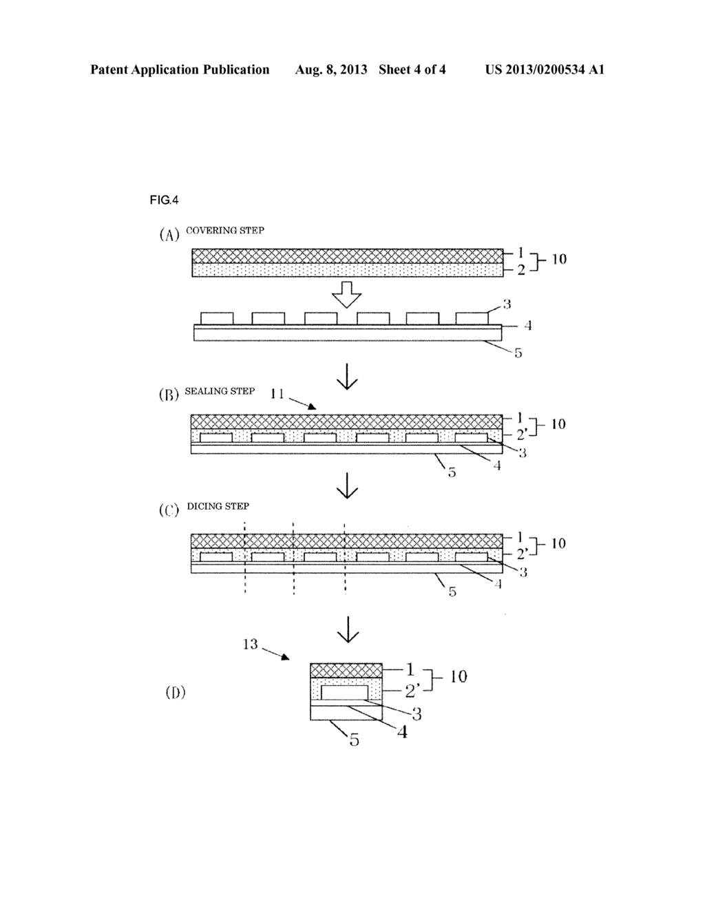 SEALANT LAMINATED COMPOSITE, SEALED SEMICONDUCTOR DEVICES MOUNTING     SUBSTRATE, SEALED SEMICONDUCTOR DEVICES FORMING WAFER, SEMICONDUCTOR     APPARATUS, AND METHOD FOR MANUFACTURING SEMICONDUCTOR APPARATUS - diagram, schematic, and image 05