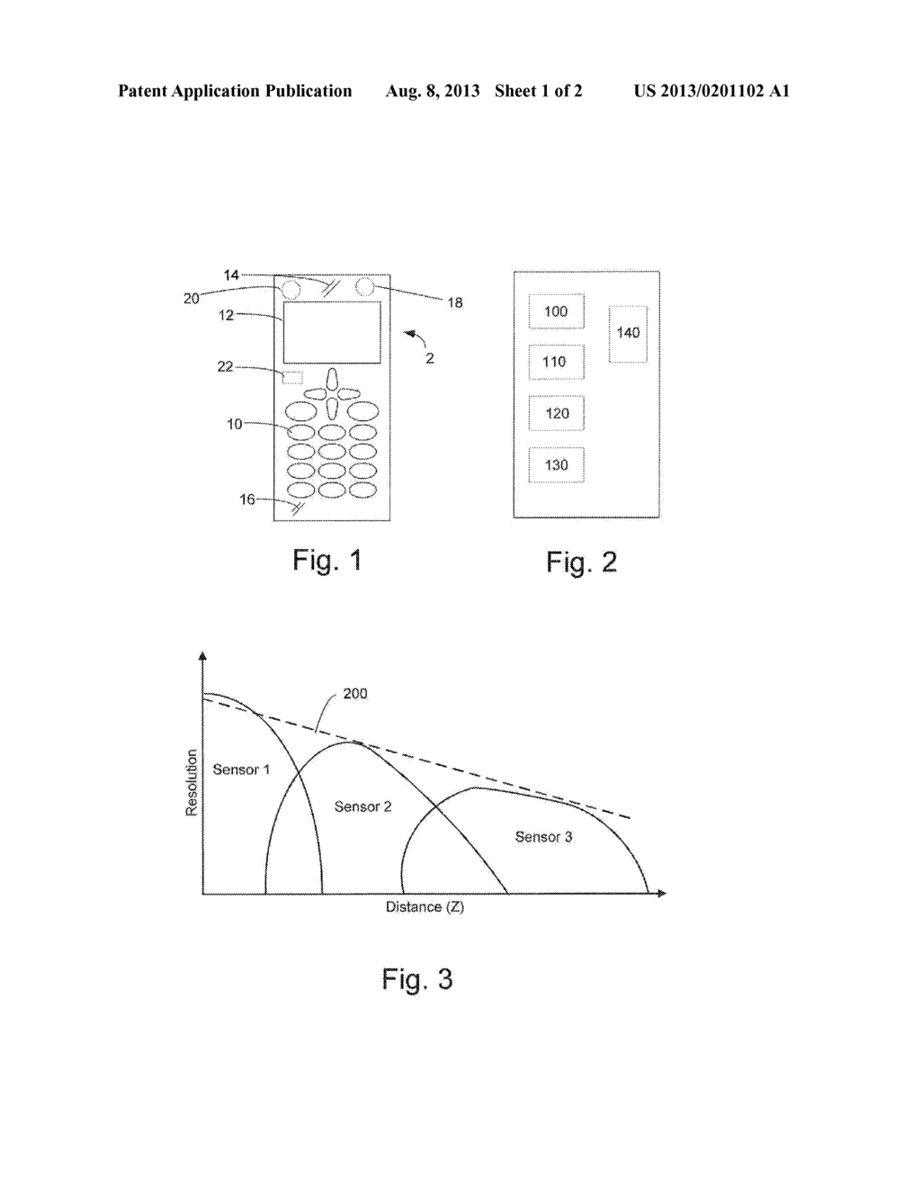 MOBILE COMMUNICATION DEVICE WITH THREE-DIMENSIONAL SENSING AND A METHOD     THEREFORE - diagram, schematic, and image 02