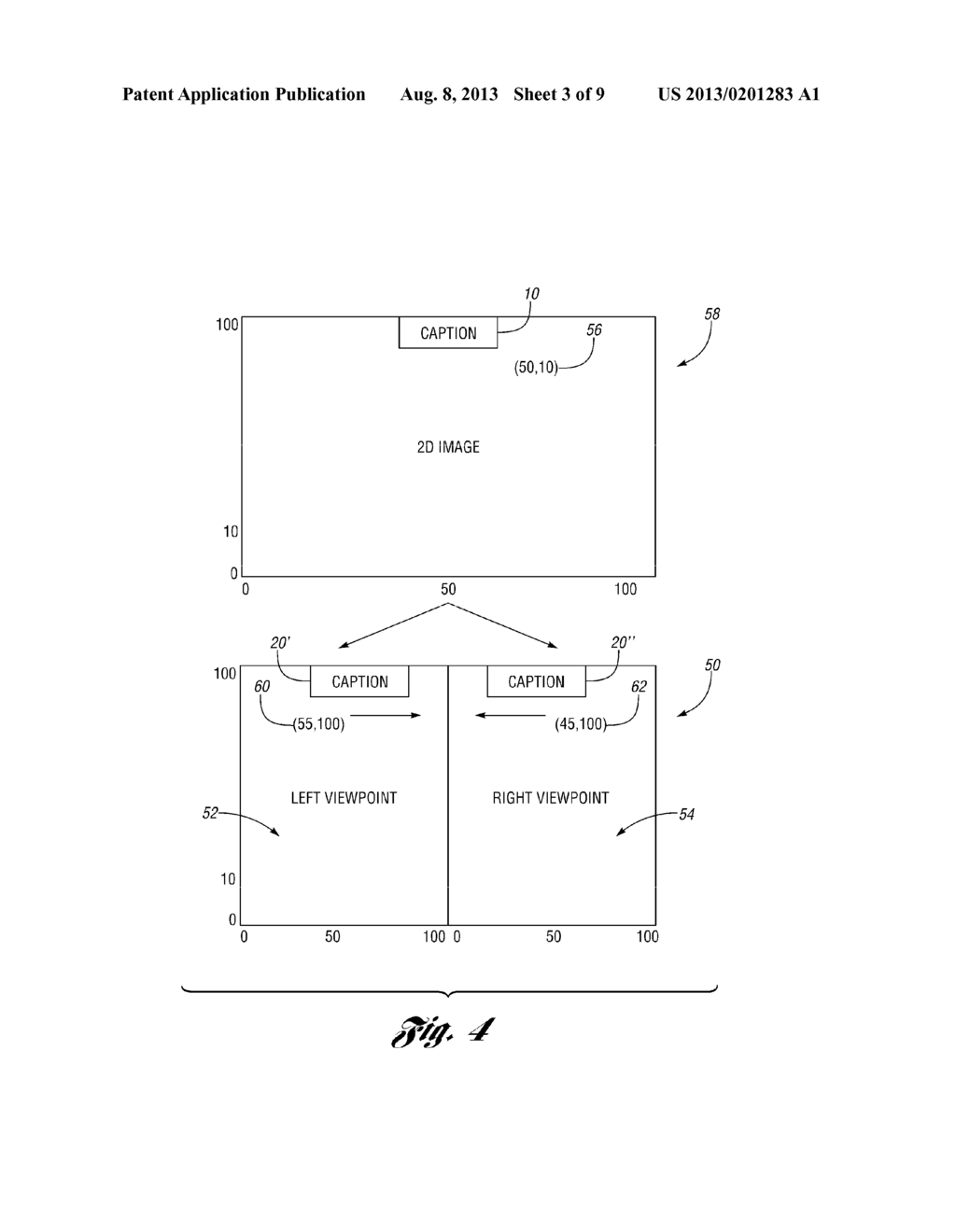 METHOD AND SYSTEM FOR GENERATION OF CAPTIONS OVER STEREOSCOPIC 3D IMAGES - diagram, schematic, and image 04