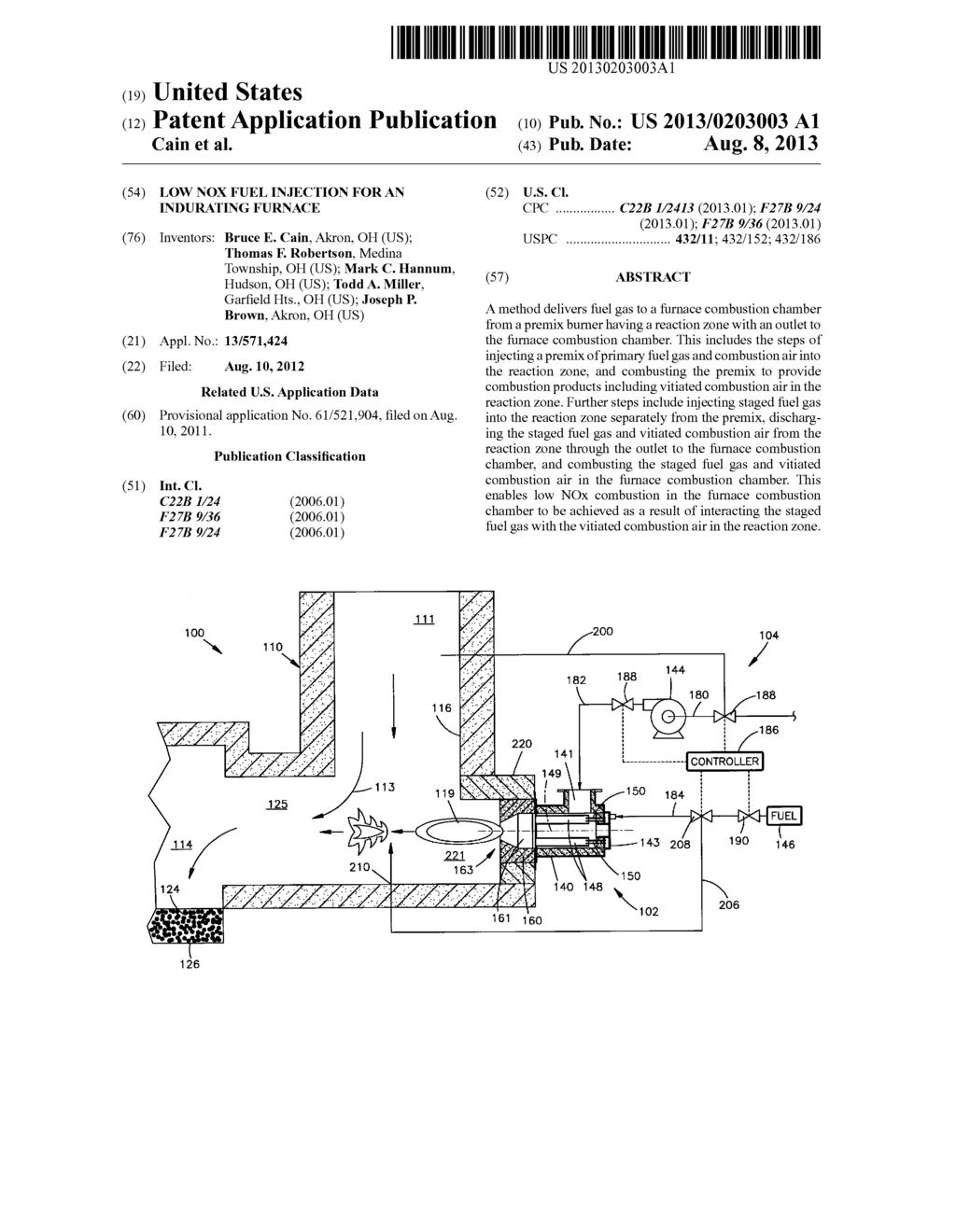 Low NOx Fuel Injection for an Indurating Furnace - diagram, schematic, and image 01