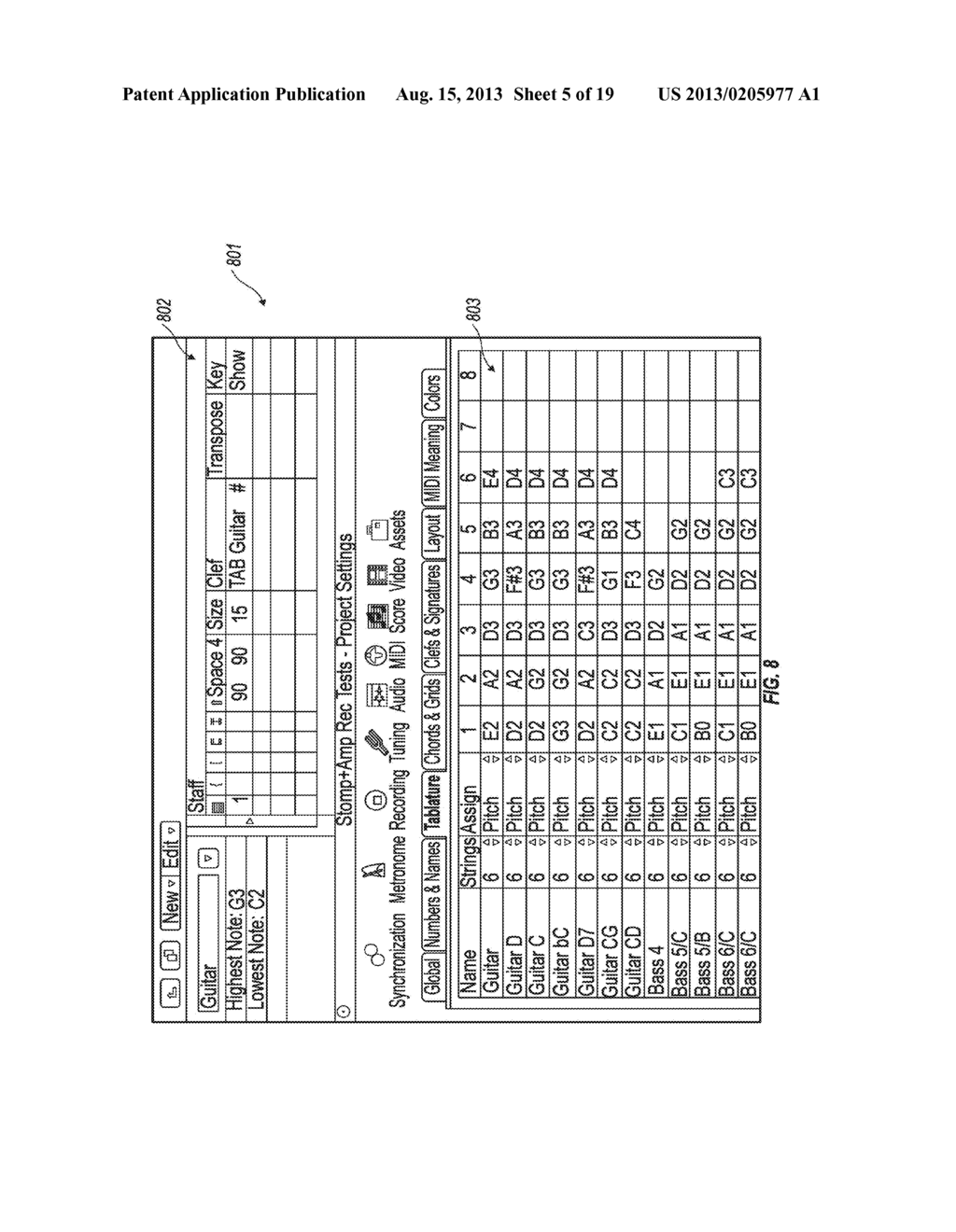 SYSTEM AND METHOD TO GENERATE AND MANIPULATE STRING-INSTRUMENT CHORD GRIDS     IN A DIGITAL AUDIO WORKSTATION - diagram, schematic, and image 06