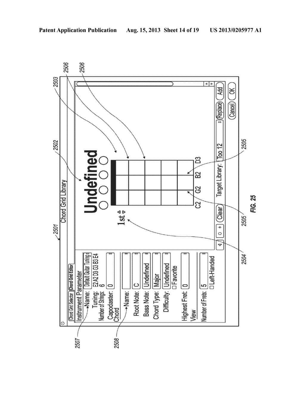 SYSTEM AND METHOD TO GENERATE AND MANIPULATE STRING-INSTRUMENT CHORD GRIDS     IN A DIGITAL AUDIO WORKSTATION - diagram, schematic, and image 15