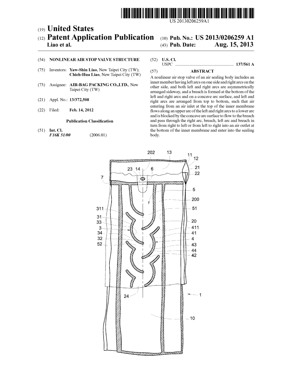 NONLINEAR AIR STOP VALVE STRUCTURE - diagram, schematic, and image 01