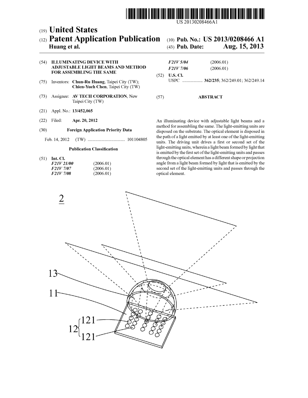 Illuminating Device with Adjustable Light Beams and Method for Assembling     the Same - diagram, schematic, and image 01