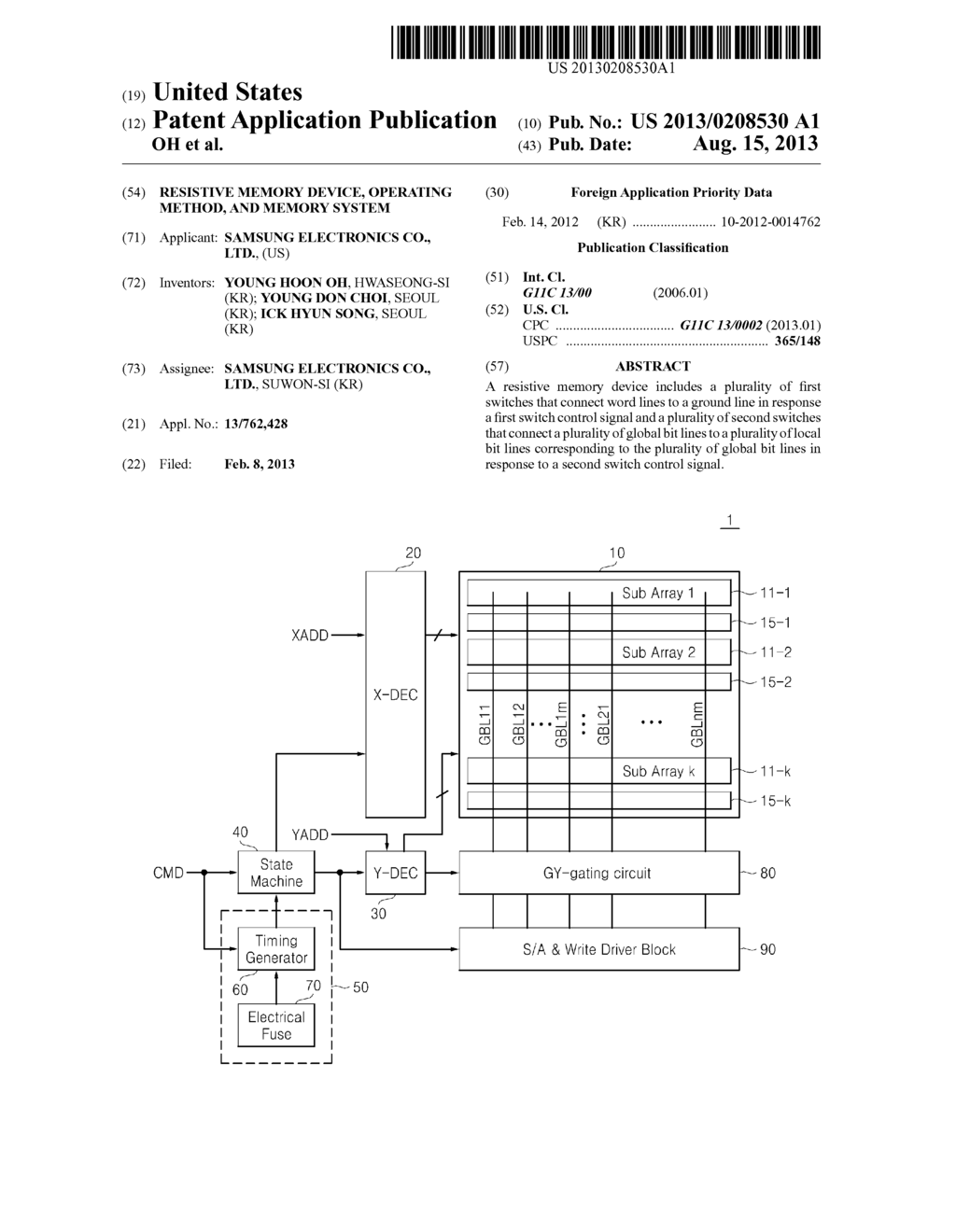 RESISTIVE MEMORY DEVICE, OPERATING METHOD, AND MEMORY SYSTEM - diagram, schematic, and image 01