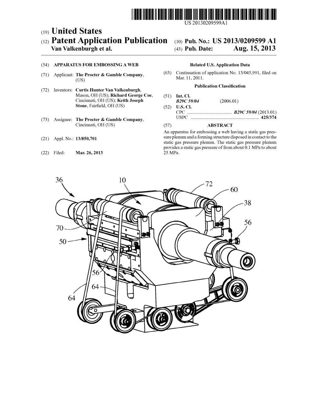 APPARATUS FOR EMBOSSING A WEB - diagram, schematic, and image 01