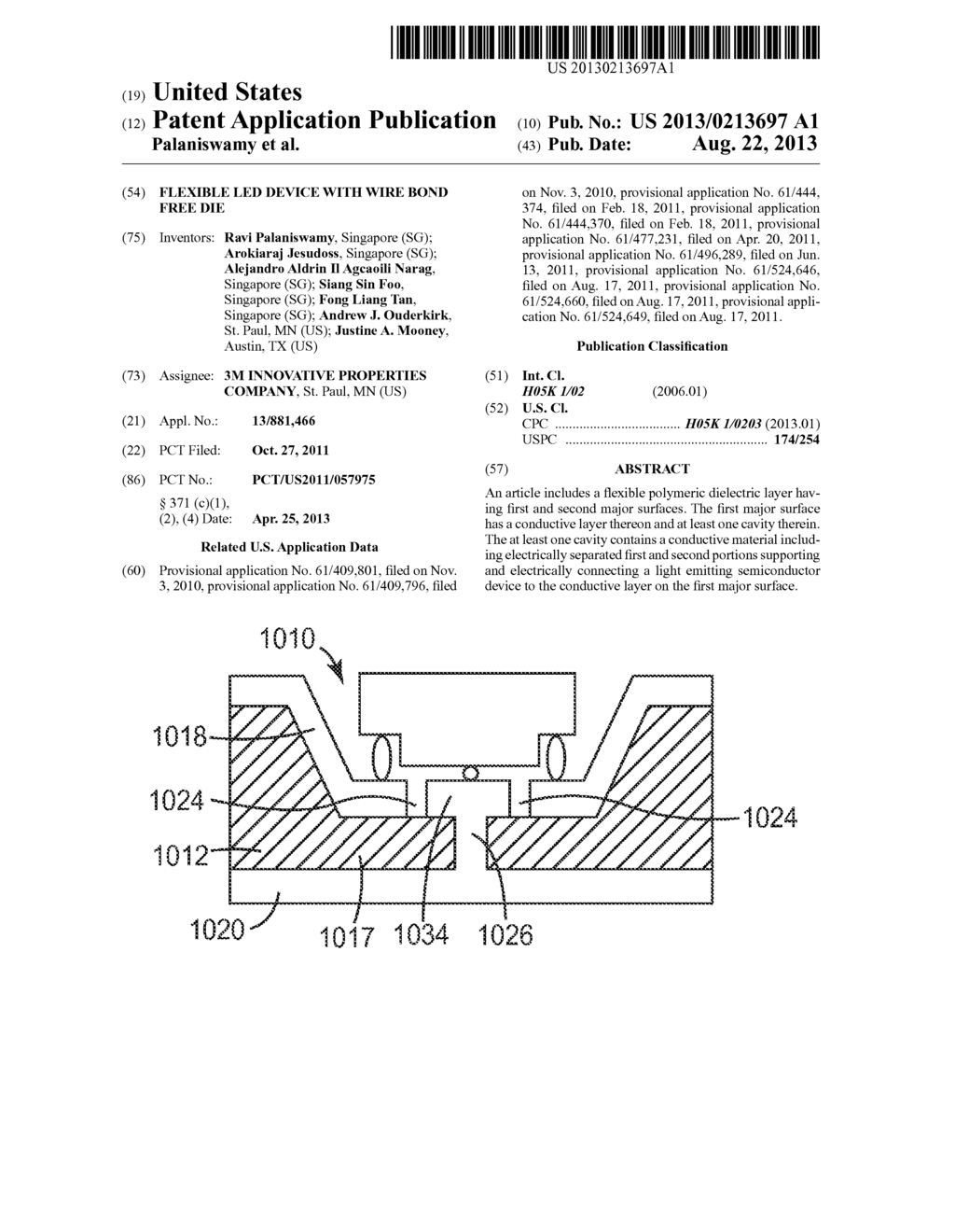 FLEXIBLE LED DEVICE WITH WIRE BOND FREE DIE - diagram, schematic, and image 01