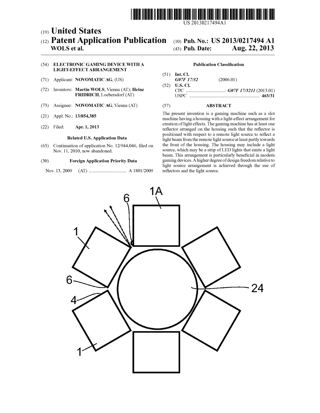 ELECTRONIC GAMING DEVICE WITH A LIGHT-EFFECT ARRANGEMENT - diagram, schematic, and image 01