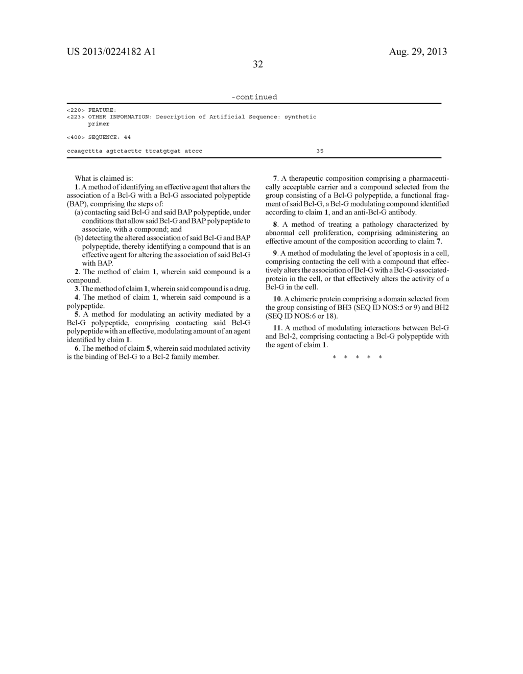 BCL-G POLYPEPTIDES, ENCODING NUCLEIC ACIDS AND METHODS OF USE - diagram, schematic, and image 45