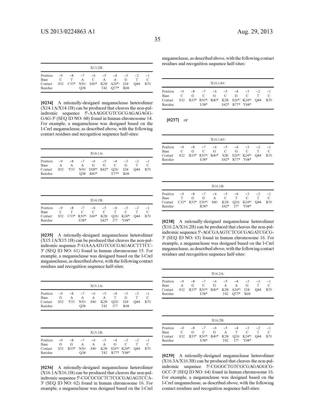 RATIONALLY-DESIGNED MEGANUCLEASES WITH RECOGNITION SEQUENCES FOUND IN     DNASE HYPERSENSITIVE REGIONS OF THE HUMAN GENOME - diagram, schematic, and image 44