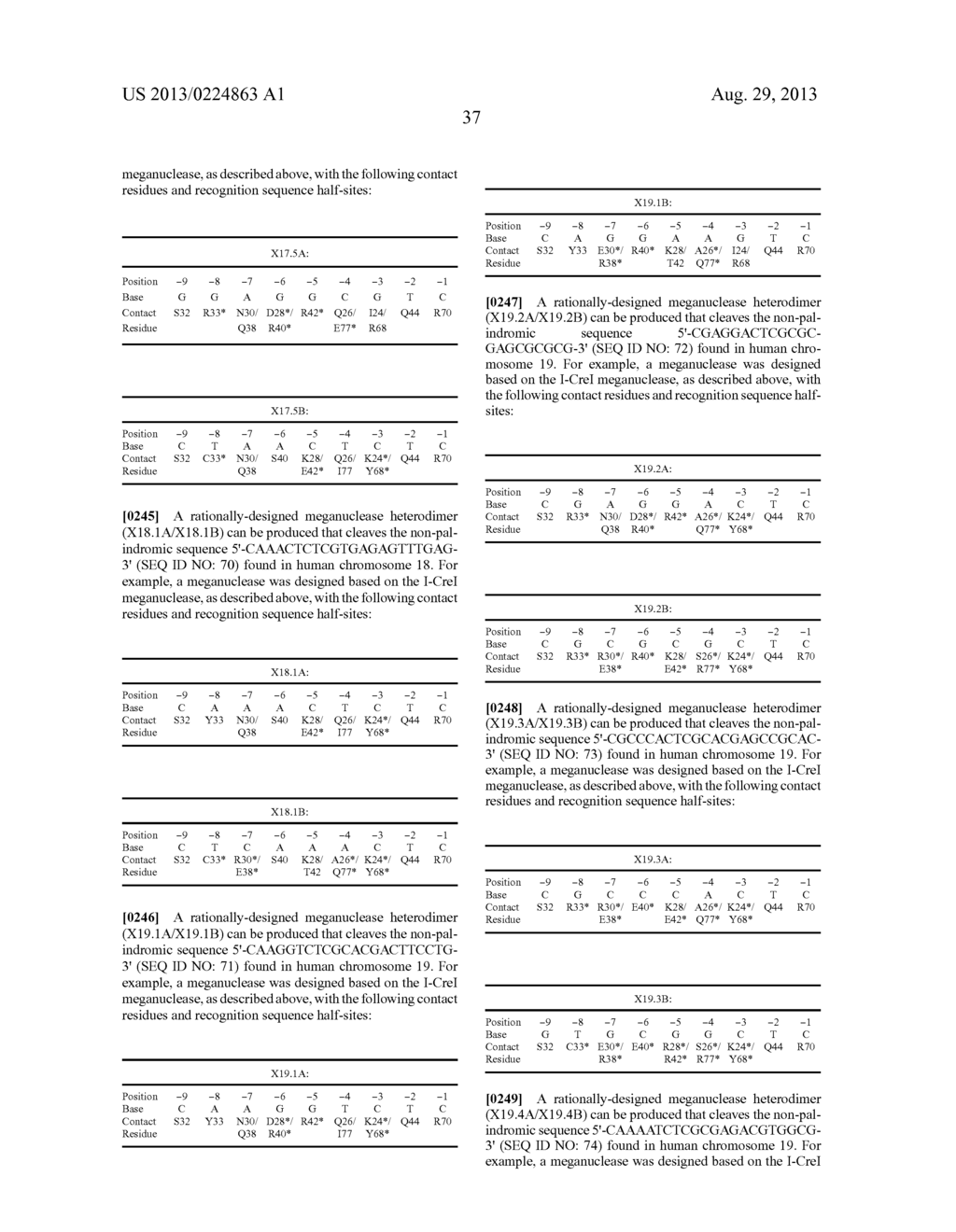 RATIONALLY-DESIGNED MEGANUCLEASES WITH RECOGNITION SEQUENCES FOUND IN     DNASE HYPERSENSITIVE REGIONS OF THE HUMAN GENOME - diagram, schematic, and image 46