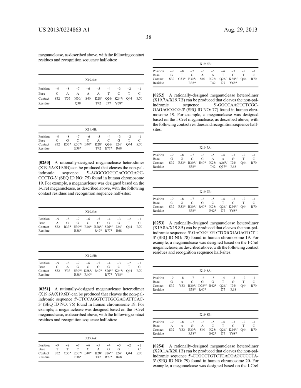 RATIONALLY-DESIGNED MEGANUCLEASES WITH RECOGNITION SEQUENCES FOUND IN     DNASE HYPERSENSITIVE REGIONS OF THE HUMAN GENOME - diagram, schematic, and image 47