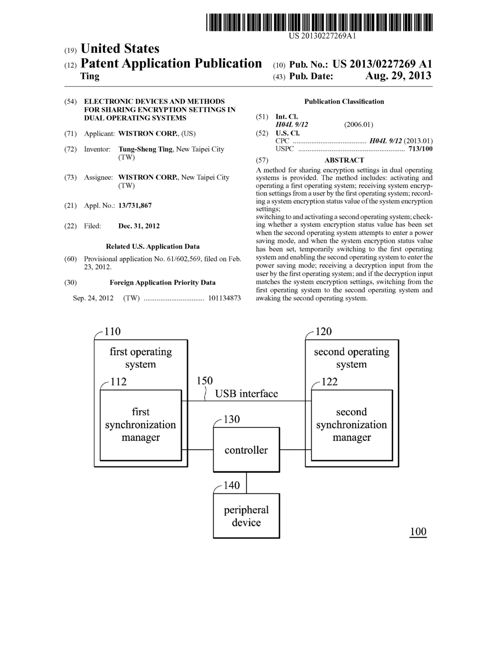 ELECTRONIC DEVICES AND METHODS FOR SHARING ENCRYPTION SETTINGS IN DUAL     OPERATING SYSTEMS - diagram, schematic, and image 01