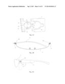 SPECTACLES FRAME WITH ARMS MOUNTING BY PIVOTING ABOUT A HINGE KNUCKLE     WHILE APPLYING A COMPRESSION FORCE diagram and image