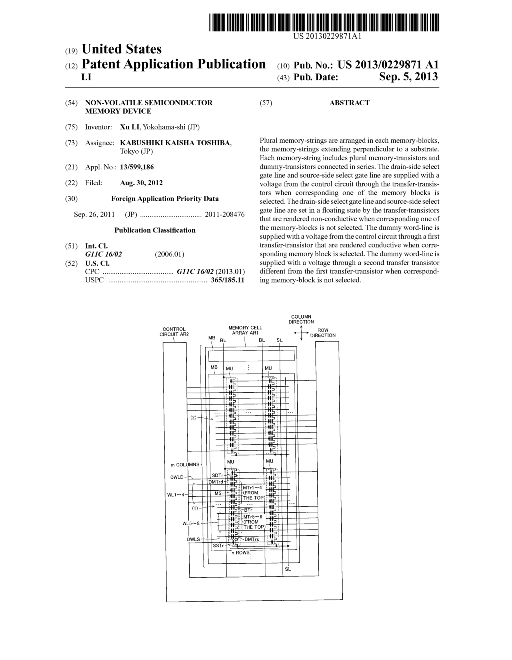 NON-VOLATILE SEMICONDUCTOR MEMORY DEVICE - diagram, schematic, and image 01