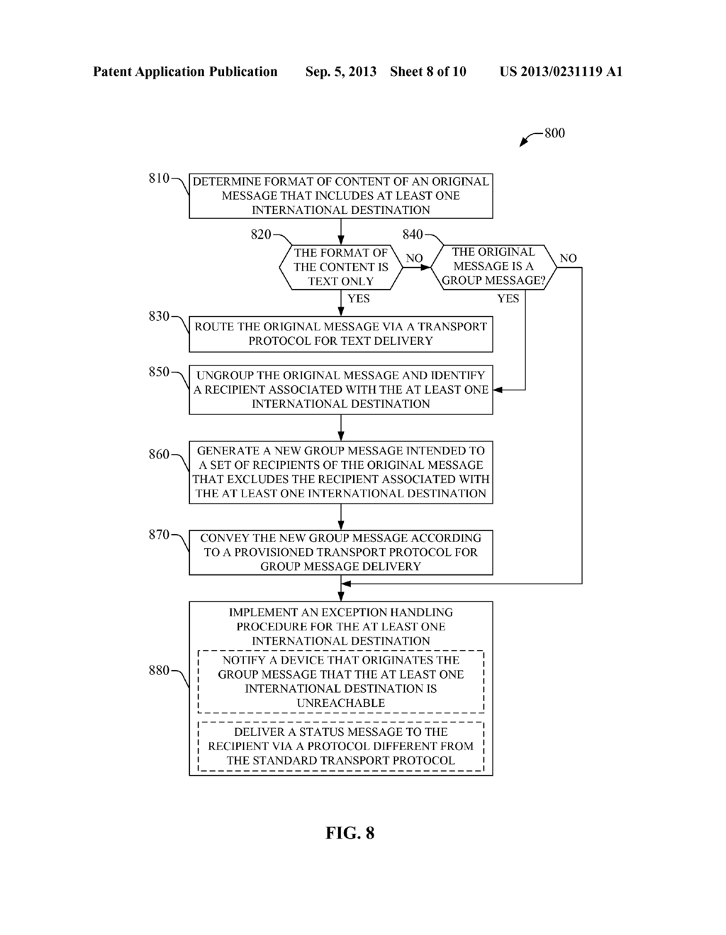 INTELLIGENT ROUTING OF COMMUNICATIONS TO AN INTERNATIONAL NUMBER IN A     MESSAGING SERVICE - diagram, schematic, and image 09