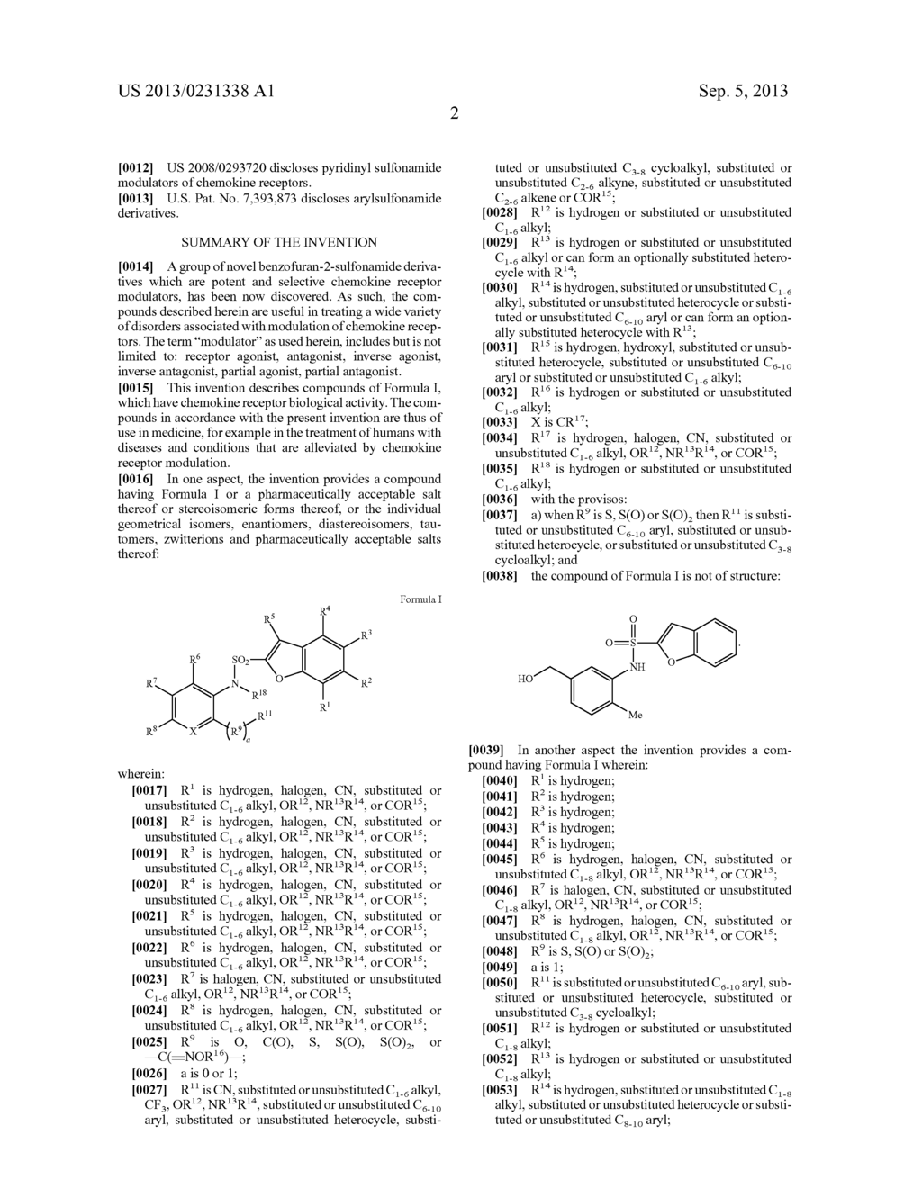 BENZOFURAN-2-SULFONAMIDES DERIVATIVES AS CHEMOKINE RECEPTOR MODULATORS - diagram, schematic, and image 03