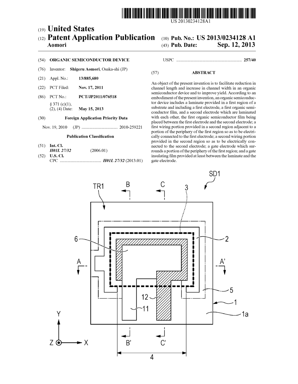 ORGANIC SEMICONDUCTOR DEVICE - diagram, schematic, and image 01