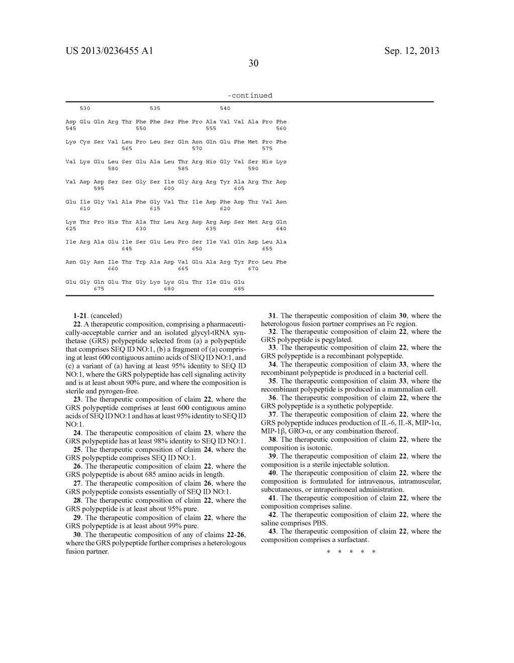 COMPOSITIONS AND METHODS COMPRISING GLYCYL-tRNA SYNTHETASES HAVING     NON-CANONICAL BIOLOGICAL ACTIVITIES - diagram, schematic, and image 52