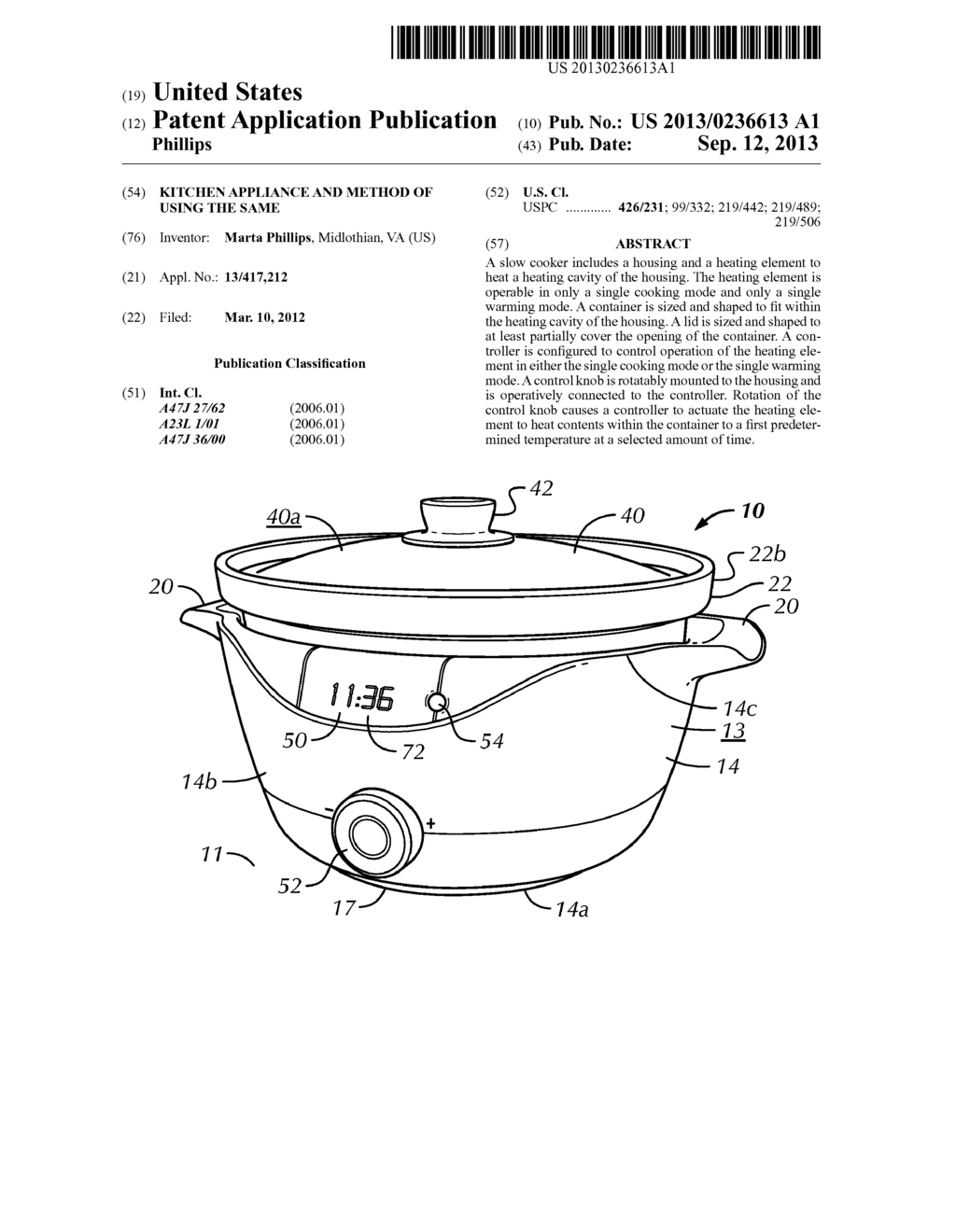 Kitchen Appliance and Method of Using the Same - diagram, schematic, and image 01