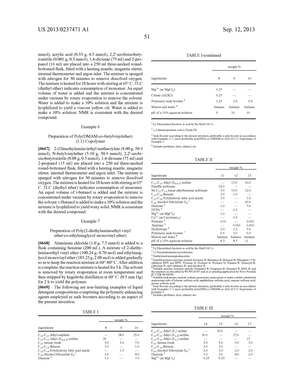 POLYMERS, COMPOSITIONS AND METHODS OF USE FOR FOAMS, LAUNDRY DETERGENTS,     SHOWER RINSES AND COAGULANTS - diagram, schematic, and image 52