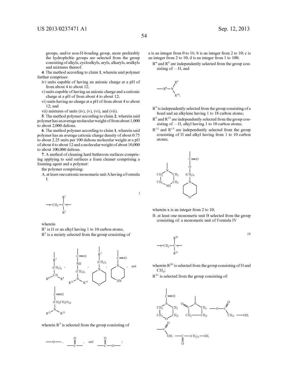 POLYMERS, COMPOSITIONS AND METHODS OF USE FOR FOAMS, LAUNDRY DETERGENTS,     SHOWER RINSES AND COAGULANTS - diagram, schematic, and image 55