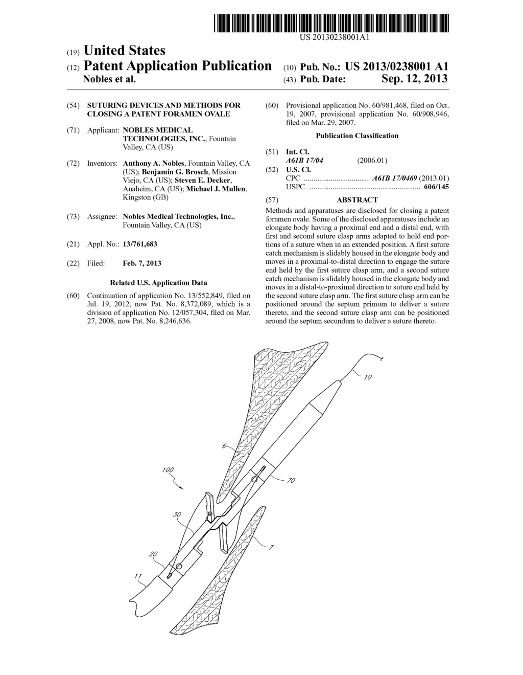 Suturing Devices and Methods for Closing a Patent Foramen Ovale - diagram, schematic, and image 01