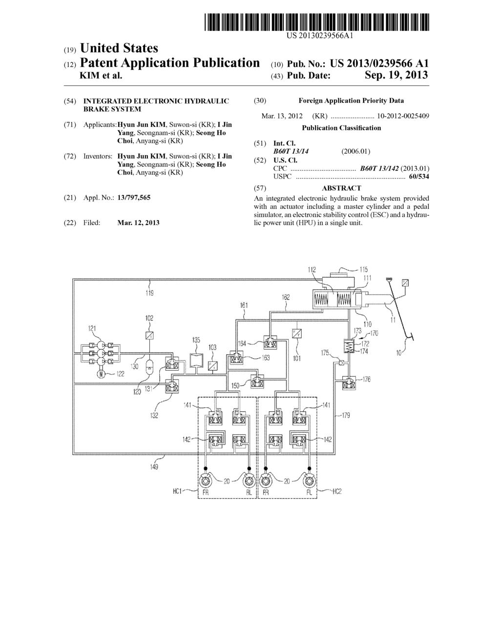 INTEGRATED ELECTRONIC HYDRAULIC BRAKE SYSTEM - diagram, schematic, and image 01