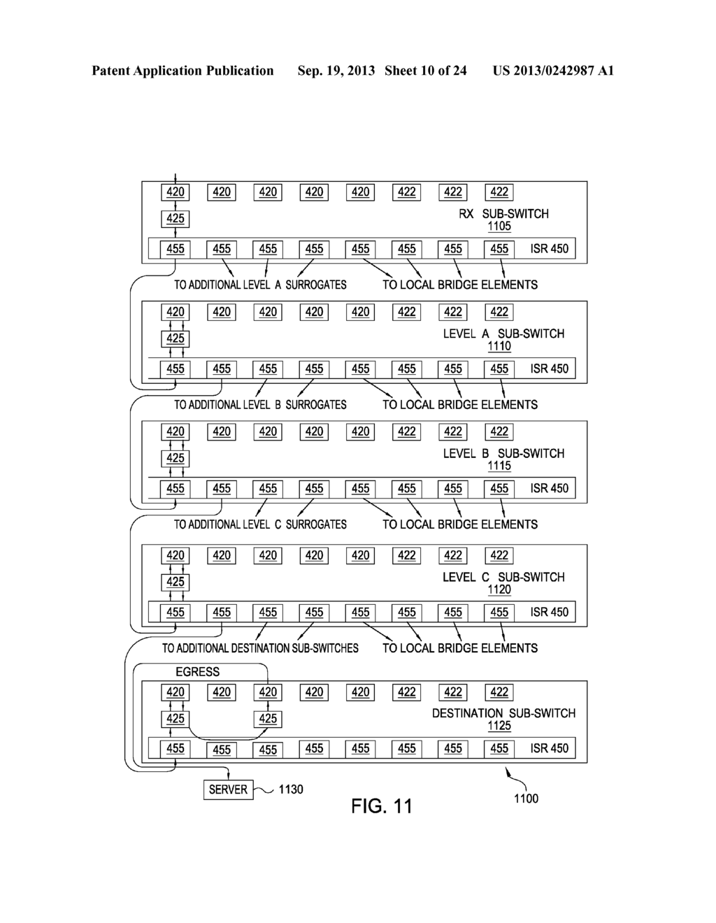 DYNAMIC OPTIMIZATION OF A MULTICAST TREE HIERARCHY FOR A DISTRIBUTED     SWITCH - diagram, schematic, and image 11