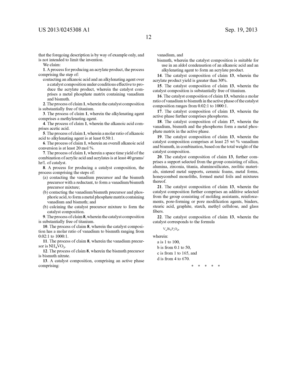 Catalyst for Producing Acrylic Acids and Acrylates - diagram, schematic, and image 13