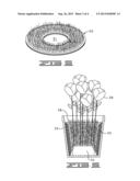 CONTAINER FOR DECORATIVE GRASS CONTAINING A LINER WITH NATURAL GRASS TUFT diagram and image