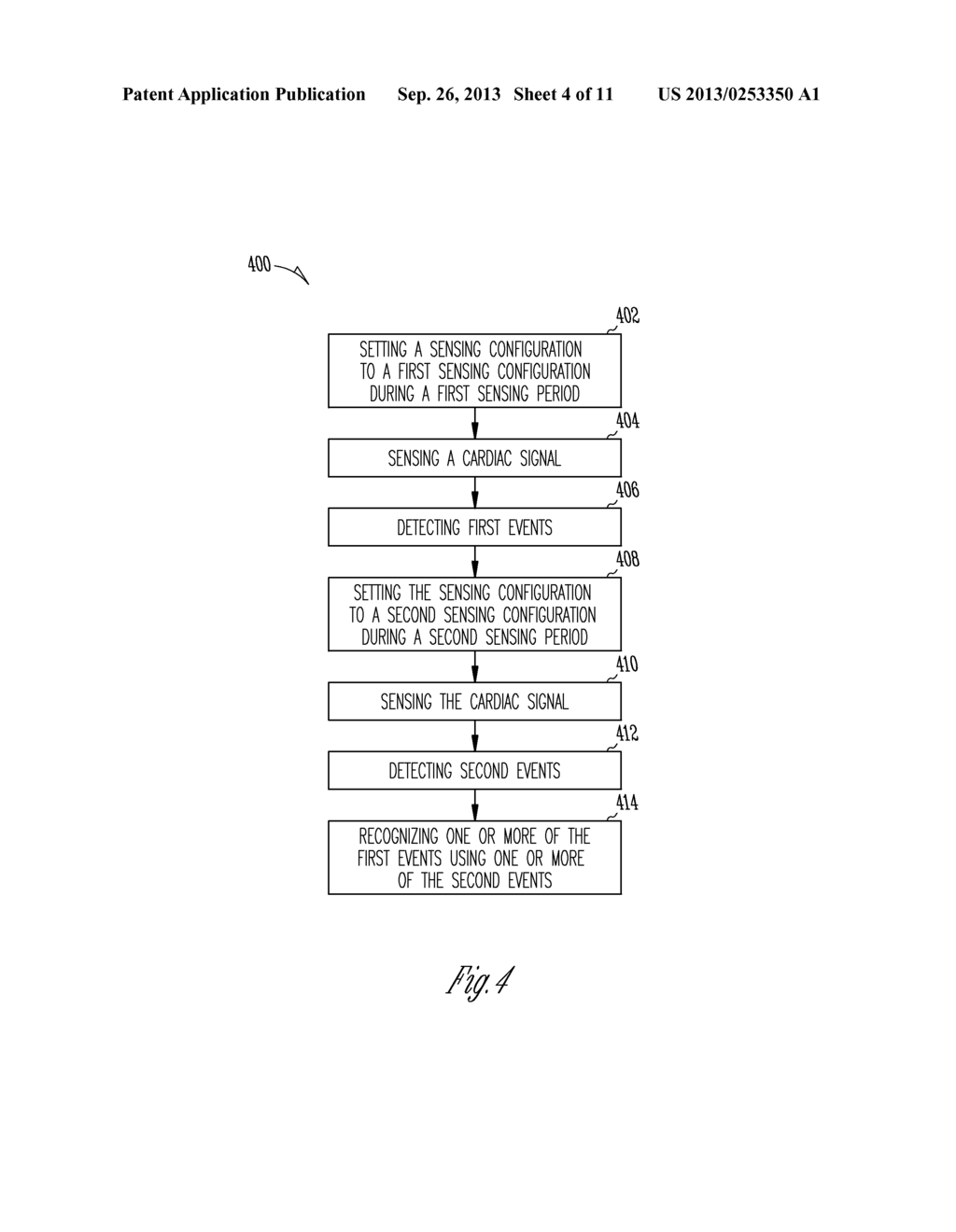 METHOD AND APPARATUS FOR RECOGNIZING SENSED CARDIAC EVENTS USING DIFFERENT     ELECTRODE CONFIGURATIONS - diagram, schematic, and image 05