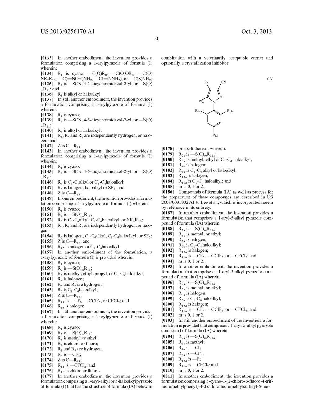 COMPOSITIONS COMPRISING AN ARYL PYRAZOLE AND/OR A FORMAMIDINE, METHODS AND     USES THEREOF - diagram, schematic, and image 17