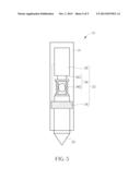 TOUCH STYLUS CAPABLE OF DETECTING PRESSURE ON A TIP AND RELATED     OPTICAL-MECHANICAL SYSTEM diagram and image